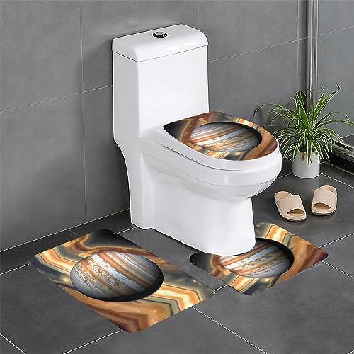 Badteppich-Set, 3-teilig, rutschfeste Badematten, WC-Deckelbezug, U-förmiger Kontur-WC-Vorleger, Jupiter-Landschaftsdruck Badteppich-Set, 3-teilig, rutschfeste Badematten, WC-Deckelbezug, U-förmiger Kontur-WC-Vorleger, Jupiter-Landschaftsdruck von LiuMng