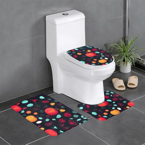 Badteppich-Set, 3-teilig, rutschfeste Badematten, WC-Deckelbezug, U-förmiger Kontur-WC-Vorleger, Kürbisblumen-Druck Badteppich-Set, 3-teilig, rutschfeste Badematten, WC-Deckelbezug, U-förmiger Kontur-WC-Vorleger, Kürbisblumen-Druck von LiuMng