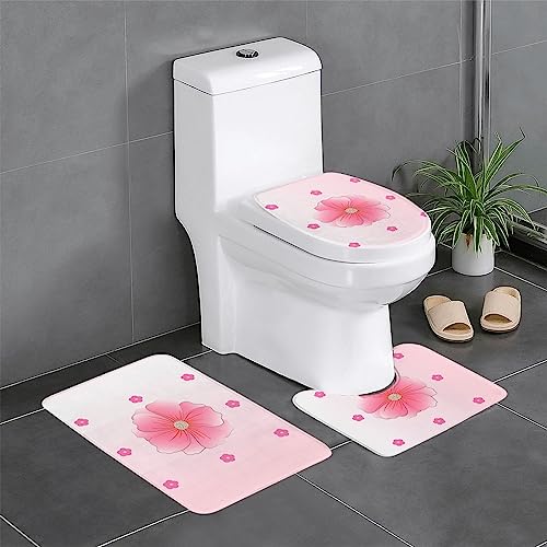 Badteppich-Set, 3-teilig, rutschfeste Badematten, WC-Deckelbezug, U-förmiger Kontur-WC-Vorleger, blühender Nelken-Druck Badteppich-Set, 3-teilig, rutschfeste Badematten, WC-Deckelbezug, U-förmiger Kontur-WC-Vorleger, blühender Nelken-Druck von LiuMng