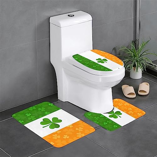 Badteppich-Set, 3-teilig, rutschfeste Badematten, WC-Deckelbezug, U-förmiger Kontur-WC-Vorleger, irische Flagge, Druck Badteppich-Set, 3-teilig, rutschfeste Badematten, WC-Deckelbezug, U-förmiger Kontur-WC-Vorleger, irische Flagge, Druck von LiuMng