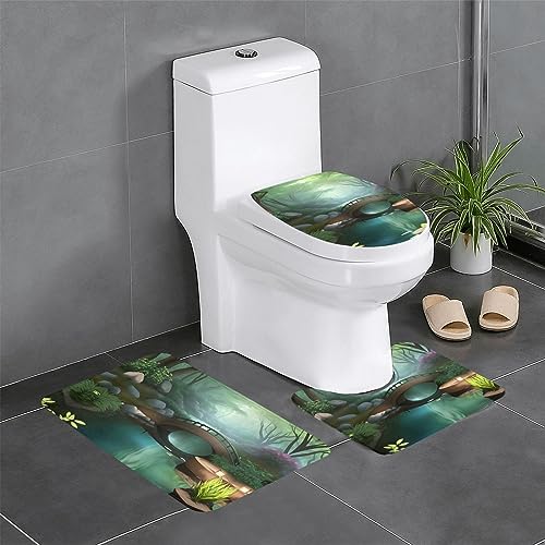 Badteppich-Set, 3-teilig, rutschfeste Badematten, WC-Deckelbezug, U-förmiger Kontur-WC-Vorleger, kleine Brücke im Osten Druck Badteppich-Set, 3-teilig, rutschfeste Badematten, WC-Deckelbezug, U-förmiger Kontur-WC-Vorleger, kleine Brücke im Osten Druck von LiuMng