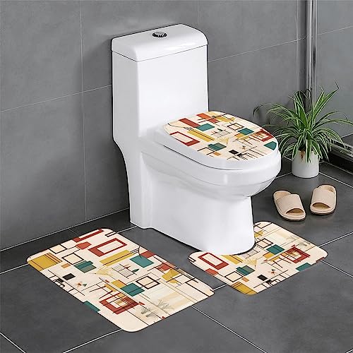 Badteppich-Set, 3-teilig, rutschfeste Badematten, WC-Deckelbezug, U-förmiger Kontur-WC-Vorleger, moderner Druck Badteppich-Set, 3-teilig, rutschfeste Badematten, WC-Deckelbezug, U-förmiger Kontur-WC-Vorleger, moderner Druck von LiuMng