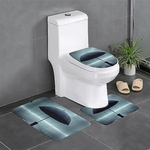 Badteppich-Set, 3-teilig, rutschfeste Badematten, WC-Deckelbezug, U-förmiger Kontur-WC-Vorleger, schwarzer Regenschirm im Regendruck Badteppich-Set, 3-teilig, rutschfeste Badematten, WC-Deckelbezug, U-förmiger Kontur-WC-Vorleger, schwarzer Regenschirm im Regendruck von LiuMng