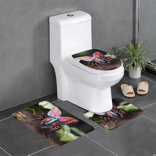 Badteppich-Set, 3-teilig, rutschfeste Badematten, WC-Deckelbezug, U-förmiger Kontur-WC-Vorleger, seltsame Insekten Druck Badteppich-Set, 3-teilig, rutschfeste Badematten, WC-Deckelbezug, U-förmiger Kontur-WC-Vorleger, seltsame Insekten Druck von LiuMng