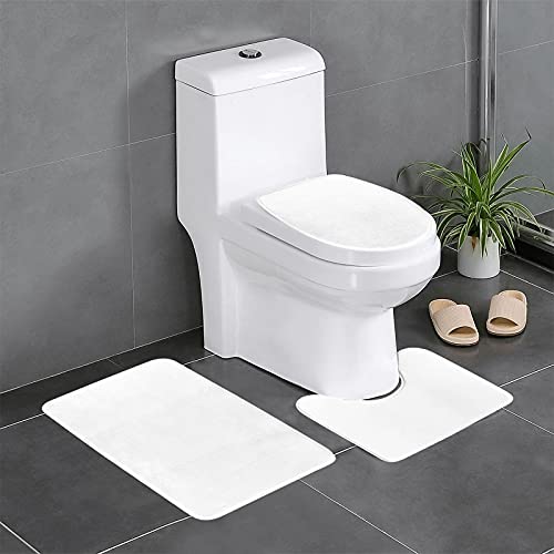 Badteppich-Set, 3-teilig, rutschfeste Badematten, WC-Deckelbezug, U-förmiger WC-Vorleger, einfarbig, weißer Druck Badteppich-Set, 3-teilig, rutschfeste Badematten, WC-Deckelbezug, U-förmiger WC-Vorleger, einfarbig, weißer Druck von LiuMng