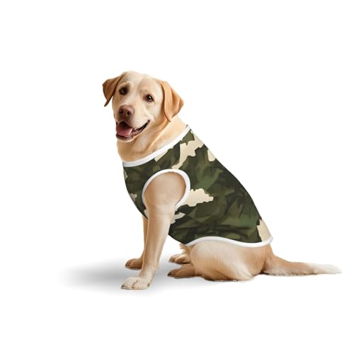 Baumwollweste, weich, leicht, Armee-Camouflage-Druck, ärmelloses Tanktop für mittelgroße und große Hunde, Größe 5XL von LiuMng