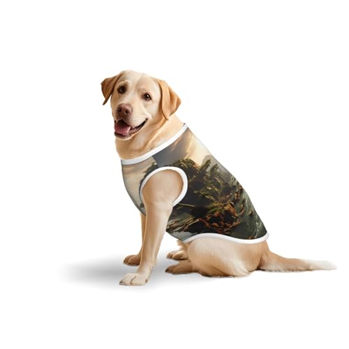 Baumwollweste, weich, leicht, mit Bergen und Flüssen, ärmelloses Tanktop für mittelgroße und große Hunde, Größe 5XL von LiuMng