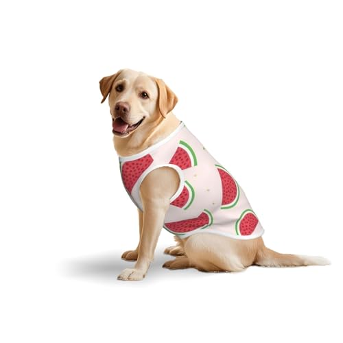 Baumwollweste, weich, leicht, rosa Wassermelonen-Druck, ärmelloses Tanktop für mittelgroße und große Hunde, Größe 4XL von LiuMng