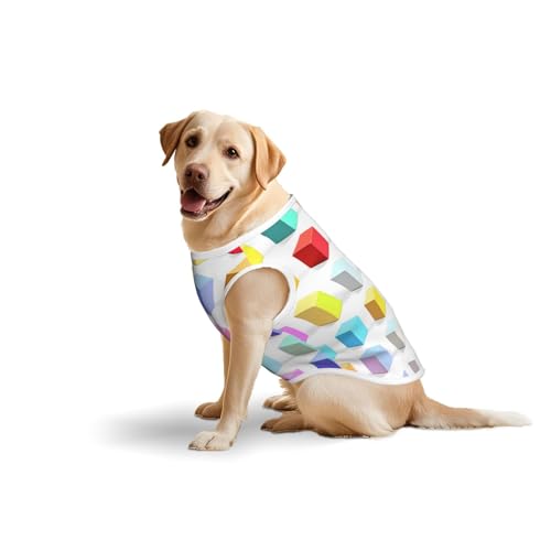 Baumwollweste für Haustiere, Größe 5XL, weich, leicht, buntes Würfelmuster, ärmelloses Tanktop für mittelgroße und große Hunde von LiuMng