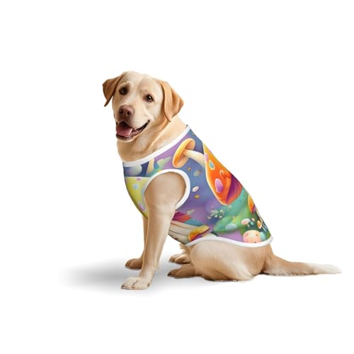 Baumwollweste für Haustiere, Größe XXL, weich, leicht, Fantasy-Traum, Pilzdruck, ärmelloses Tanktop für mittelgroße und große Hunde Baumwollweste für Haustiere, Größe XXL, weich, leicht, Fantasy-Traum, Pilzdruck, ärmelloses Tanktop für mittelgroße und große Hunde von LiuMng