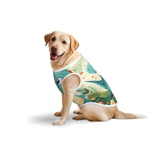 Baumwollweste für Haustiere, Größe XXL, weich, leicht, kleiner Dinosaurier in grünem Grasdruck, ärmelloses Tanktop für mittelgroße und große Hunde Baumwollweste für Haustiere, Größe XXL, weich, leicht, kleiner Dinosaurier in grünem Grasdruck, ärmelloses Tanktop für mittelgroße und große Hunde von LiuMng