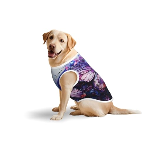 Baumwollweste für Haustiere, Größe XXXL, weich, leicht, violett, Schmetterlings-Blumendruck, ärmelloses Tanktop für mittelgroße und große Hunde Baumwollweste für Haustiere, Größe XXXL, weich, leicht, violett, Schmetterlings-Blumendruck, ärmelloses Tanktop für mittelgroße und große Hunde von LiuMng