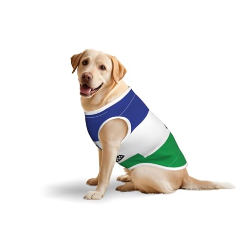 Baumwollweste mit Flagge von Lesotho – weiche, leichte T-Shirts, Flagge von Lesotho, ärmelloses Tanktop für mittelgroße und große Hunde von LiuMng