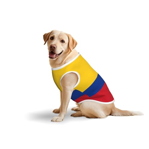 Baumwollweste mit der Flagge Kolumbiens – weiche, leichte T-Shirts, Flagge von Kolumbien, ärmelloses Tanktop für mittelgroße und große Hunde von LiuMng