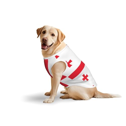 Baumwollweste mit der Flagge von Georgia, weich, leicht, mit Georgien-Motiv, ärmelloses Tanktop für mittelgroße und große Hunde Baumwollweste mit der Flagge von Georgia, weich, leicht, mit Georgien-Motiv, ärmelloses Tanktop für mittelgroße und große Hunde von LiuMng