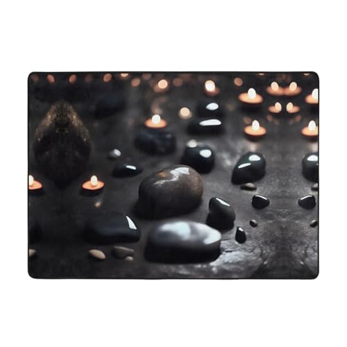 Black Mystery Heart Stone Print Carpet 203,2 x 147,3 cm große Flächenteppich, Flanellstoff, Fußmatte für Schlafzimmer, Büro, Badezimmer von LiuMng