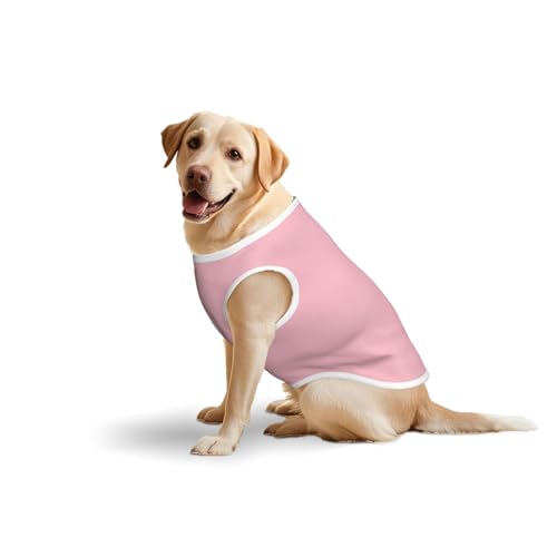 Einfarbige rosa Haustierweste aus Baumwolle – weiche, leichte T-Shirts, einfarbig, rosa Druck, ärmelloses Tanktop für mittelgroße und große Hunde von LiuMng