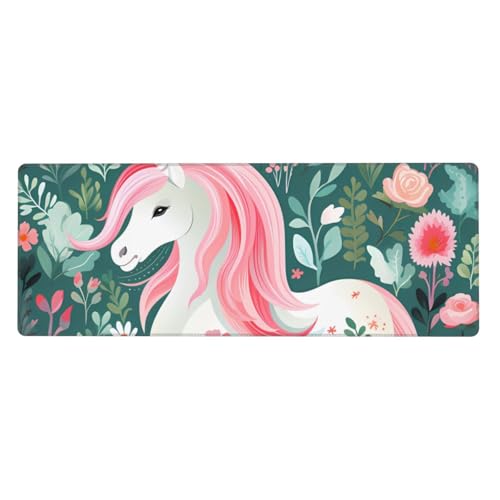 Erweitertes Gaming-Mauspad, Einhorn mit rosa Haaren, großes Mauspad, verdicktes Tastatur-Pad, Schreibtischunterlage, 80 x 30 cm, XL Erweitertes Gaming-Mauspad, Einhorn mit rosa Haaren, großes Mauspad, verdicktes Tastatur-Pad, Schreibtischunterlage, 80 x 30 cm, XL von LiuMng