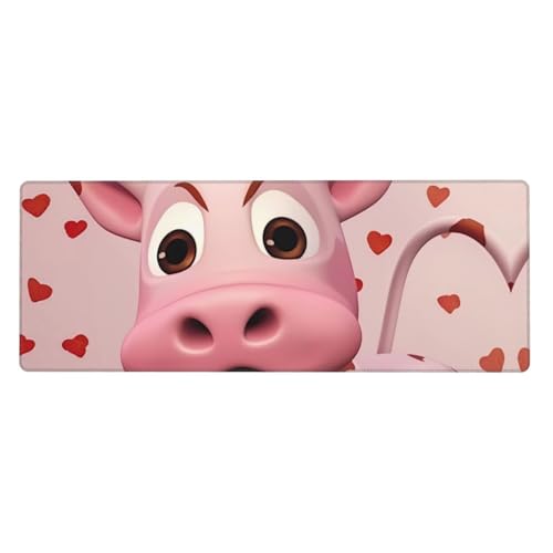 Erweitertes Gaming-Mauspad, Motiv: rosa Kuh mit Erdbeeren, großes Mauspad, verdicktes Tastatur-Pad, Schreibtischunterlage, 80 x 30 cm, XL Erweitertes Gaming-Mauspad, Motiv: rosa Kuh mit Erdbeeren, großes Mauspad, verdicktes Tastatur-Pad, Schreibtischunterlage, 80 x 30 cm, XL von LiuMng