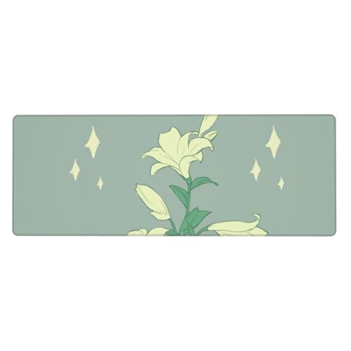 Erweitertes Gaming-Mauspad mit Cartoon-Lilien-Druck, großes Mauspad, verdicktes Tastatur-Pad, Schreibtischunterlage, 80 x 30 cm, XL Erweitertes Gaming-Mauspad mit Cartoon-Lilien-Druck, großes Mauspad, verdicktes Tastatur-Pad, Schreibtischunterlage, 80 x 30 cm, XL von LiuMng