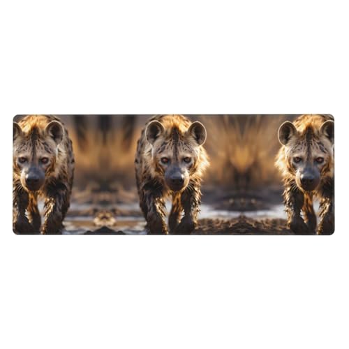 Erweitertes Gaming-Mauspad mit Lone Hyena-Druck, großes Mauspad, verdicktes Tastatur-Pad, Schreibtischunterlage, 80 x 30 cm, XL von LiuMng
