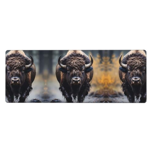 Erweitertes Gaming-Mauspad mit nordamerikanischem Bison-Druck, großes Mauspad, verdicktes Tastatur-Pad, Schreibtischunterlage, 80 x 30 cm, XL von LiuMng