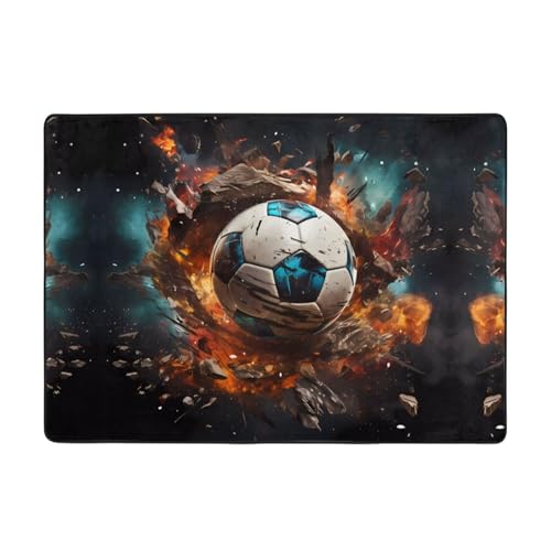 Firecracker Teppich, Fußballdruck, große Fläche, Flanellstoff, Fußmatte für Schlafzimmer, Büro, Badezimmer, 203,2 x 147,3 cm Firecracker Teppich, Fußballdruck, große Fläche, Flanellstoff, Fußmatte für Schlafzimmer, Büro, Badezimmer, 203,2 x 147,3 cm von LiuMng