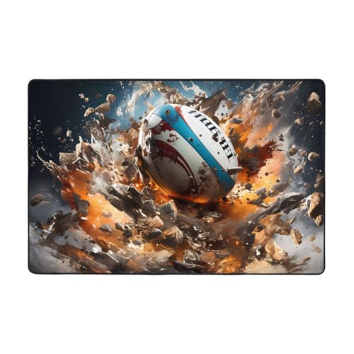 Fußmatte Rugby auf Feuer, rutschfest, saugfähig, weich, für Eingangsbereich, Küche, Badezimmer, 91,4 x 61 cm Fußmatte Rugby auf Feuer, rutschfest, saugfähig, weich, für Eingangsbereich, Küche, Badezimmer, 91,4 x 61 cm von LiuMng