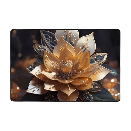 Fußmatte für den Innenbereich, 91,4 x 61 cm, weiß, zarter Lotusblumen-Druck, rutschfest, saugfähig, weiche Teppiche, für Eingangsbereich, Küche, Badezimmer Fußmatte für den Innenbereich, 91,4 x 61 cm, weiß, zarter Lotusblumen-Druck, rutschfest, saugfähig, weiche Teppiche, für Eingangsbereich, Küche, Badezimmer von LiuMng