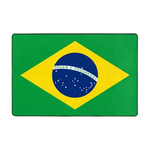 Fußmatte mit brasilianischer Flagge, rutschfest, saugfähig, weich, für Eingangsbereich, Küche, Badezimmer, 91,4 x 61 cm Fußmatte mit brasilianischer Flagge, rutschfest, saugfähig, weich, für Eingangsbereich, Küche, Badezimmer, 91,4 x 61 cm von LiuMng