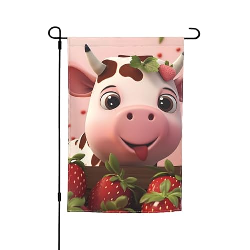 Gartenflagge mit Kühen und Erdbeeren, 30,5 x 45,7 cm, doppelseitige saisonale Outdoor-Flaggen, für Hof, Veranda, Party-Dekoration Gartenflagge mit Kühen und Erdbeeren, 30,5 x 45,7 cm, doppelseitige saisonale Outdoor-Flaggen, für Hof, Veranda, Party-Dekoration von LiuMng