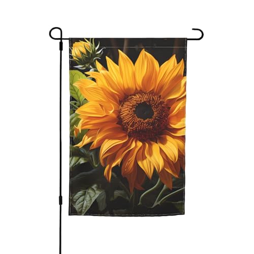 Gartenflagge mit gelber Sonnenblume auf braunem Hintergrund, 30,5 x 45,7 cm, doppelseitige saisonale Outdoor-Flagge, für Hof, Veranda, Urlaubsdekoration von LiuMng