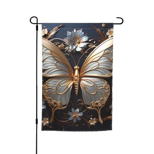 Gartenflagge mit goldweißen Schmetterlingen, 30,5 x 45,7 cm, doppelseitige saisonale Outdoor-Flaggen, für Hof, Veranda, Party-Dekoration Gartenflagge mit goldweißen Schmetterlingen, 30,5 x 45,7 cm, doppelseitige saisonale Outdoor-Flaggen, für Hof, Veranda, Party-Dekoration von LiuMng