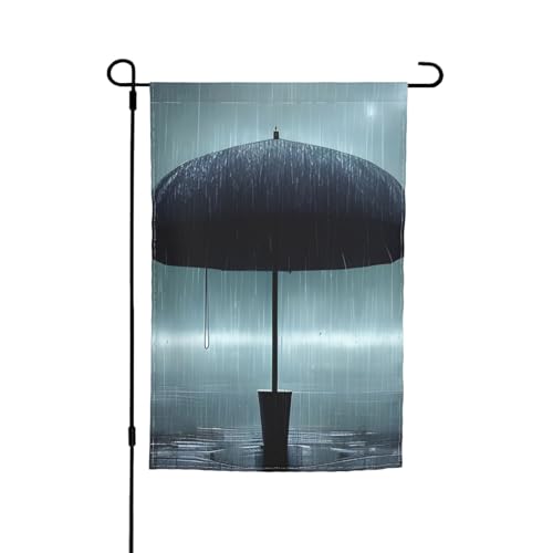 Gartenflagge mit schwarzem Regenschirm im Regen, bedruckt, 30,5 x 45,7 cm, doppelseitige saisonale Outdoor-Flaggen, für Hof, Veranda, Party-Dekoration Gartenflagge mit schwarzem Regenschirm im Regen, bedruckt, 30,5 x 45,7 cm, doppelseitige saisonale Outdoor-Flaggen, für Hof, Veranda, Party-Dekoration von LiuMng