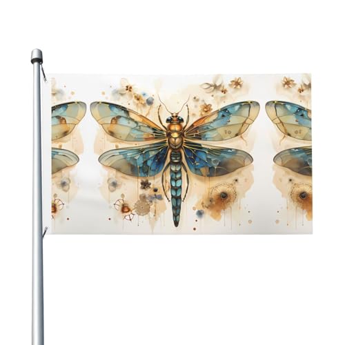 Goldene zarte Libelle auf gelbem Hintergrund, 90 x 150 cm, farbechte Banner für Innen- und Außenbereich, mit Metallösen, für Zuhause, Urlaubsdekoration Goldene zarte Libelle auf gelbem Hintergrund, 90 x 150 cm, farbechte Banner für Innen- und Außenbereich, mit Metallösen, für Zuhause, Urlaubsdekoration von LiuMng