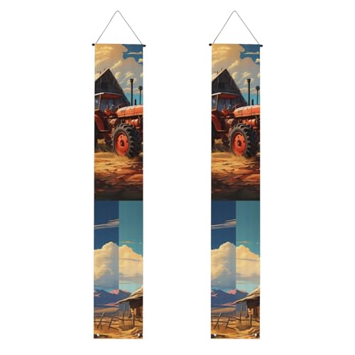 Graduation Veranda Banner – Bauernhof roter Traktor Druck hängende Flaggen Party Haustür Schild für Innen- und Außendekoration von LiuMng