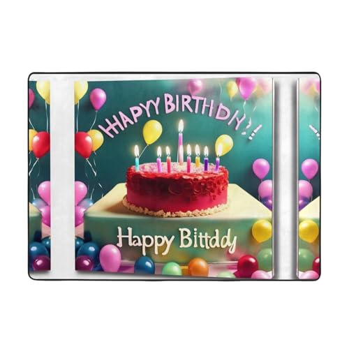 Happy Birthday Teppich mit schönem Druck, 203,2 x 147,3 cm, große Fläche, Flanellstoff, Fußmatte für Schlafzimmer, Büro, Badezimmer Happy Birthday Teppich mit schönem Druck, 203,2 x 147,3 cm, große Fläche, Flanellstoff, Fußmatte für Schlafzimmer, Büro, Badezimmer von LiuMng