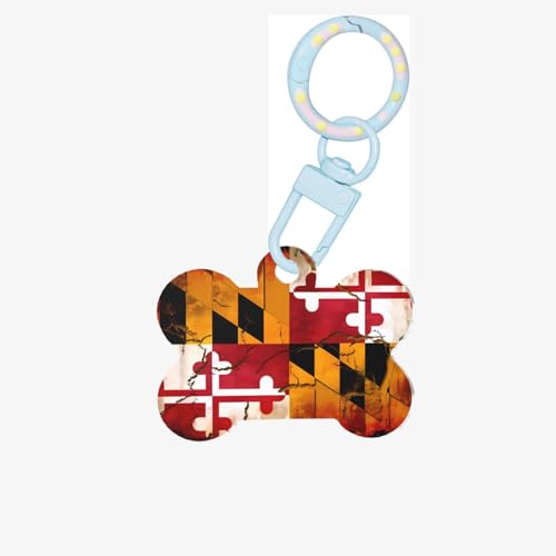 Hunde- und Katzen-Erkennungsmarke aus Holz, Vintage-Stil, mit Maryland-Flagge, Knochenform, für mittelgroße Haustierhalsbänder Hunde- und Katzen-Erkennungsmarke aus Holz, Vintage-Stil, mit Maryland-Flagge, Knochenform, für mittelgroße Haustierhalsbänder von LiuMng