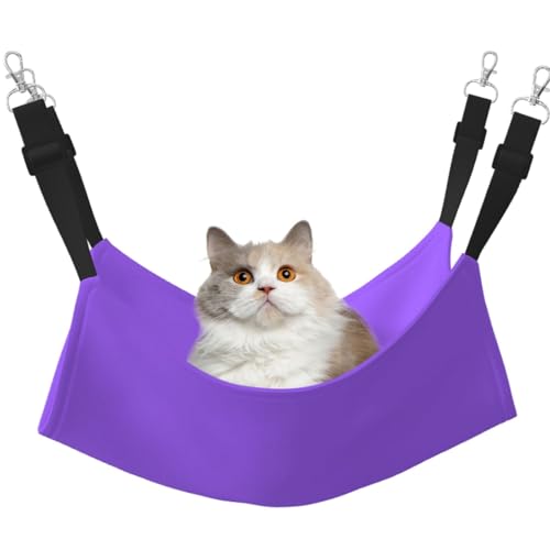 Katzen-Hängematte für Käfig, verstellbares Haustierbett, einfarbig, hellvioletter Druck, Welpenauflage, für Kätzchen, mittelgroße und kleine Tiere Katzen-Hängematte für Käfig, verstellbares Haustierbett, einfarbig, hellvioletter Druck, Welpenauflage, für Kätzchen, mittelgroße und kleine Tiere von LiuMng