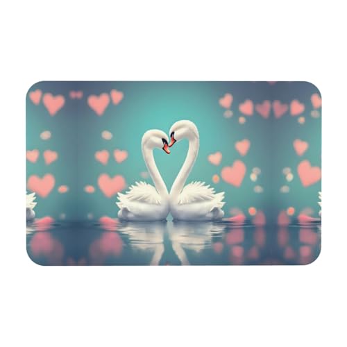 LiuMng Badematte mit Aufdruck "Der Schwan in Love", Kieselgur-Motiv, saugfähige Duschmatte, Badezimmerläufer, Teppich, Bodenmatte, passt unter die Tür LiuMng Badematte mit Aufdruck "Der Schwan in Love", Kieselgur-Motiv, saugfähige Duschmatte, Badezimmerläufer, Teppich, Bodenmatte, passt unter die Tür von LiuMng