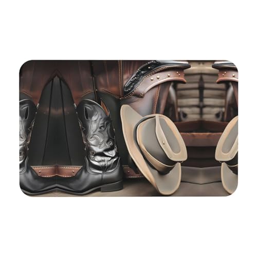 LiuMng Badematte mit Cowboyhut, Westernstiefel, Kieselgur-Motiv, saugfähig, Duschmatte, Badezimmerläufer, Teppich, Bodenmatte, passt unter die Tür LiuMng Badematte mit Cowboyhut, Westernstiefel, Kieselgur-Motiv, saugfähig, Duschmatte, Badezimmerläufer, Teppich, Bodenmatte, passt unter die Tür von LiuMng