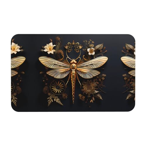LiuMng Badematte mit Libellen-Druck, Kieselgur-Motiv, saugfähig, für Badezimmer, Läufer, Bodenmatte, passt unter die Tür, goldfarben LiuMng Badematte mit Libellen-Druck, Kieselgur-Motiv, saugfähig, für Badezimmer, Läufer, Bodenmatte, passt unter die Tür, goldfarben von LiuMng