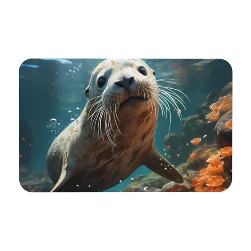 LiuMng Badematte mit Wasser-Aufdruck "Seal Pup in Water", Kieselgur-Erde, saugfähige Duschmatte, Badezimmerläufer, Teppich, Bodenmatte, passt unter die Tür LiuMng Badematte mit Wasser-Aufdruck "Seal Pup in Water", Kieselgur-Erde, saugfähige Duschmatte, Badezimmerläufer, Teppich, Bodenmatte, passt unter die Tür von LiuMng