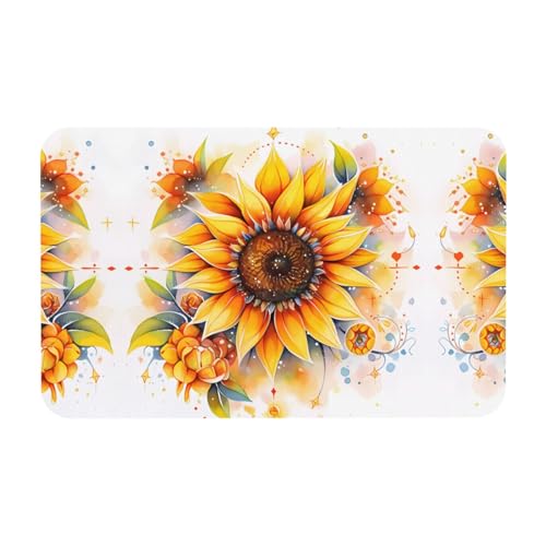 LiuMng Badematte mit gelber Sonnenblume in Öldruck, Kieselgur, saugfähig, Badläufer, Teppich, Bodenmatte, passt unter die Tür LiuMng Badematte mit gelber Sonnenblume in Öldruck, Kieselgur, saugfähig, Badläufer, Teppich, Bodenmatte, passt unter die Tür von LiuMng