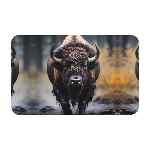 LiuMng Badematte mit nordamerikanischem Bison-Druck, Kieselgur-Motiv, saugfähige Duschmatte, Badezimmerläufer, Teppich, Bodenmatte, passt unter die Tür LiuMng Badematte mit nordamerikanischem Bison-Druck, Kieselgur-Motiv, saugfähige Duschmatte, Badezimmerläufer, Teppich, Bodenmatte, passt unter die Tür von LiuMng