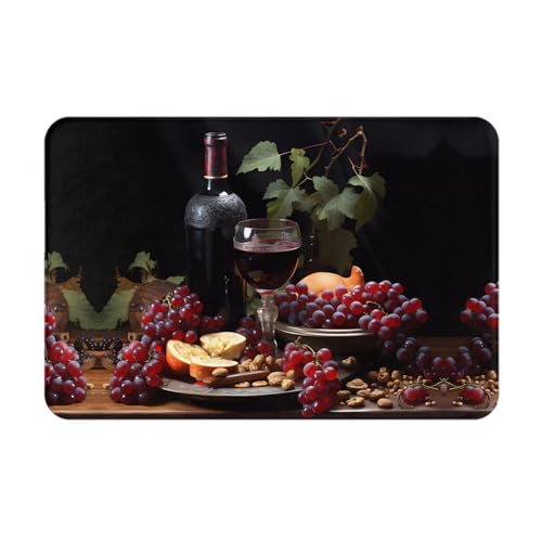 LiuMng Fruits and Wines Ganzjahres-Fußmatte, wasserabsorbierend, rutschfest, Fußmatten für Vorder- und Hintertür, Schuhkratzer, 40,6 x 61 cm von LiuMng