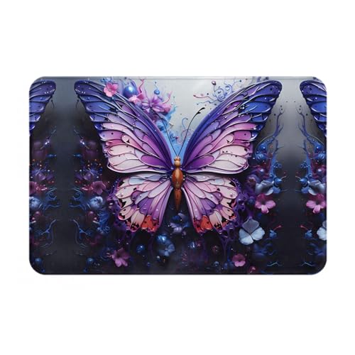 LiuMng Fußmatte für alle Jahreszeiten, Motiv: Schmetterlinge und Blumen, wasserabsorbierend, rutschfest, Fußmatten für Vorder- und Hintertür, Schuhkratzer, 40,6 x 61 cm, Violett LiuMng Fußmatte für alle Jahreszeiten, Motiv: Schmetterlinge und Blumen, wasserabsorbierend, rutschfest, Fußmatten für Vorder- und Hintertür, Schuhkratzer, 40,6 x 61 cm, Violett von LiuMng