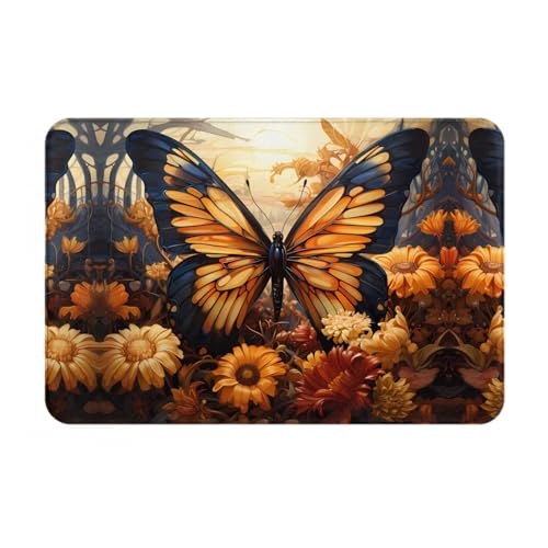 LiuMng Fußmatte für alle Jahreszeiten, wasserabsorbierend, rutschfest, für Vorder- und Hintertür, Schuhkratzer, 40,6 x 61 cm, Orange / Gelb von LiuMng