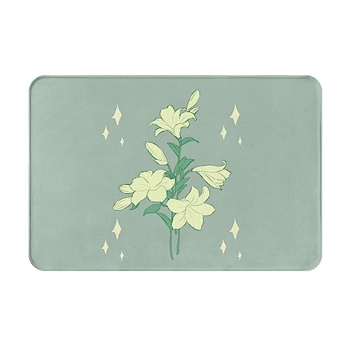 LiuMng Fußmatte mit Cartoon-weißen Lilien, wasserabsorbierend, rutschfest, für Vorder- und Hintertür, Schuhkratzer, 40,6 x 61 cm LiuMng Fußmatte mit Cartoon-weißen Lilien, wasserabsorbierend, rutschfest, für Vorder- und Hintertür, Schuhkratzer, 40,6 x 61 cm von LiuMng