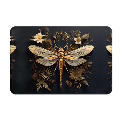 LiuMng Goldene exquisite Fußmatte für alle Jahreszeiten, Libelle, wasserabsorbierend, rutschfest, Fußmatten für Vorder- und Hintertür, Schuhkratzer, 40,6 x 61 cm LiuMng Goldene exquisite Fußmatte für alle Jahreszeiten, Libelle, wasserabsorbierend, rutschfest, Fußmatten für Vorder- und Hintertür, Schuhkratzer, 40,6 x 61 cm von LiuMng